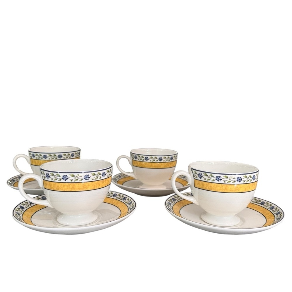 Wedgewood Mistral Footed Tea Cup with Saucer Set of 4